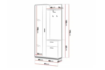 Rosehall Hallmöbelset 97x30 cm 195x - Möbler - Hallmöbler - Möbelset för hall & entre