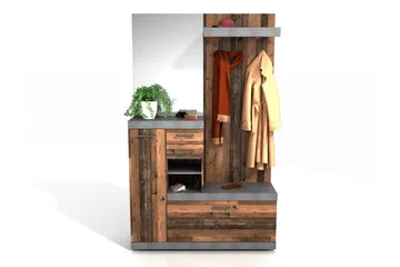 Samekia Garderob 120 cm - Vit/Grå - Möbler - Hallmöbler - Möbelset för hall & entre
