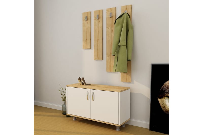 Sarisu Hallmöbelset 50x100 cm - Natur/Vit - Möbler - Hallmöbler - Möbelset för hall & entre