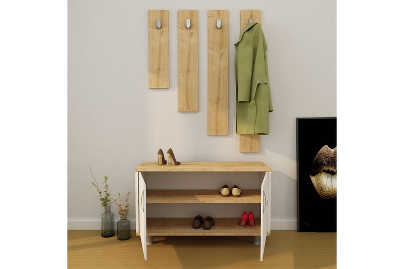 Sarisu Hallmöbelset 50x100 cm - Natur/Vit - Möbler - Hallmöbler - Möbelset för hall & entre