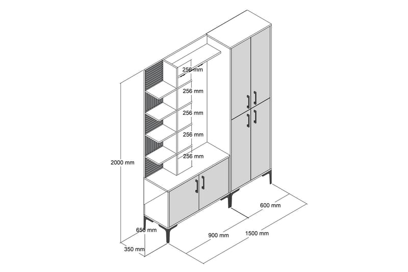 Schmida Hallmöbelset 150 cm - Mörkbrun - Möbler - Hallmöbler - Möbelset för hall & entre