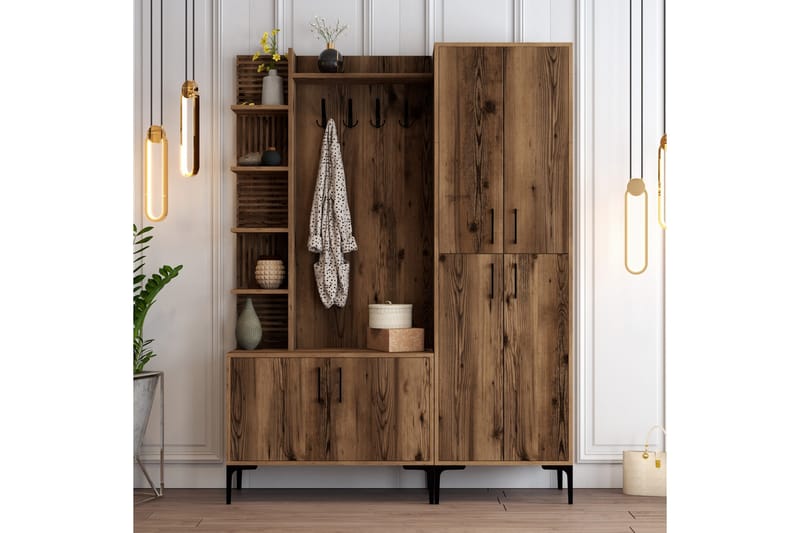 Schmida Hallmöbelset 150 cm - Mörkbrun - Möbler - Hallmöbler - Möbelset för hall & entre