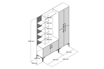 Schmida Hallmöbelset 150 cm - Mörkbrun - Möbler - Hallmöbler - Möbelset för hall & entre