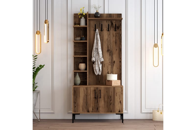 Schmida Hallmöbelset 90 cm - Mörkbrun - Möbler - Hallmöbler - Möbelset för hall & entre