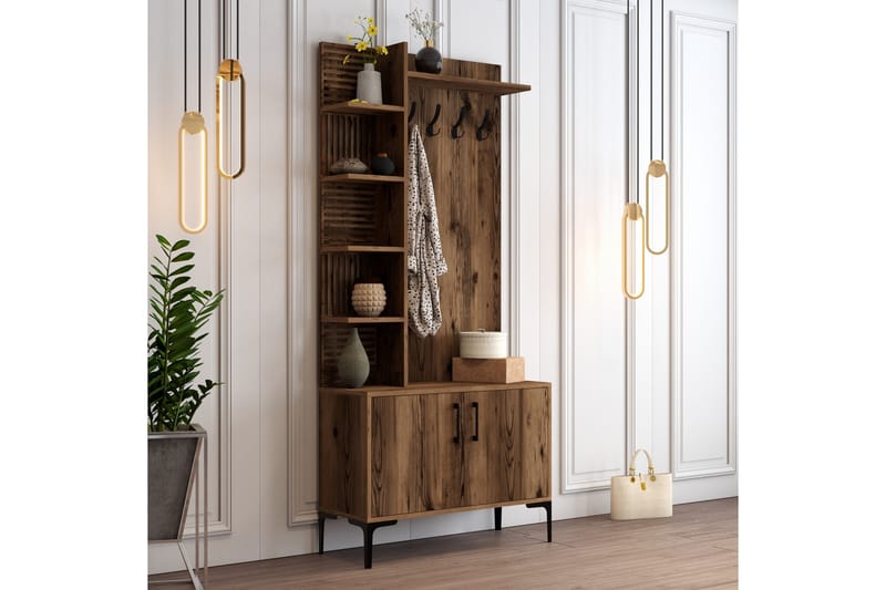 Schmida Hallmöbelset 90 cm - Mörkbrun - Möbler - Hallmöbler - Möbelset för hall & entre