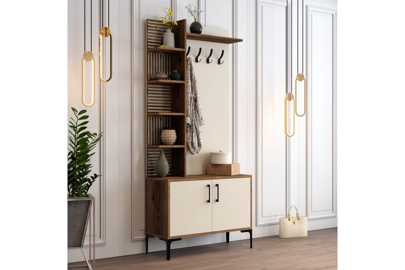 Schmida Hallmöbelset 90 cm - Mörkbrun/Beige - Möbler - Hallmöbler - Möbelset för hall & entre