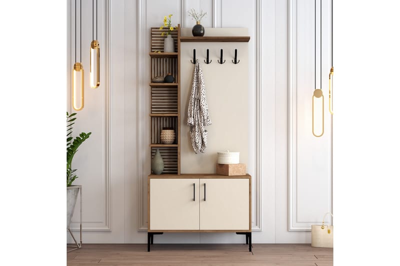 Schmida Hallmöbelset 90 cm - Mörkbrun/Beige - Möbler - Hallmöbler - Möbelset för hall & entre