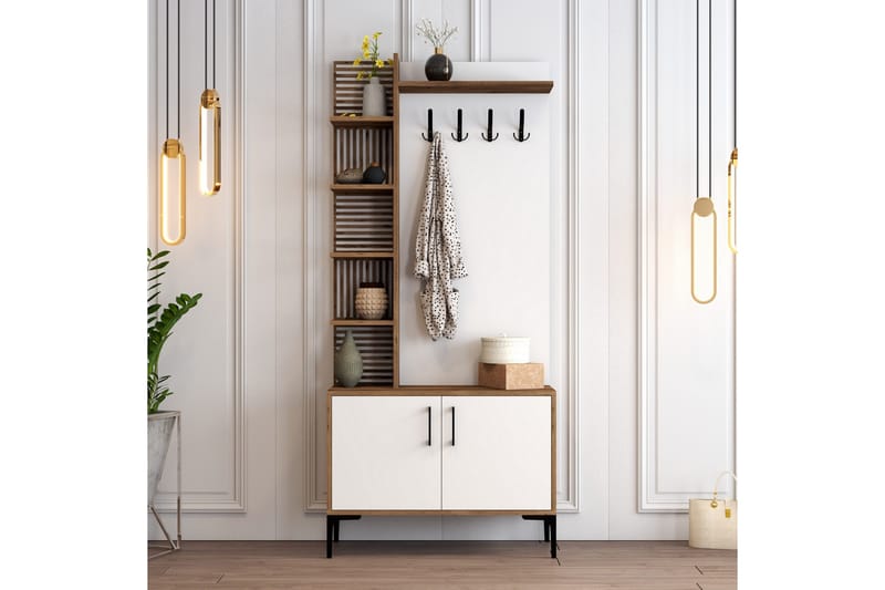 Schmida Hallmöbelset 90 cm - Mörkbrun/Vit - Möbler - Hallmöbler - Möbelset för hall & entre