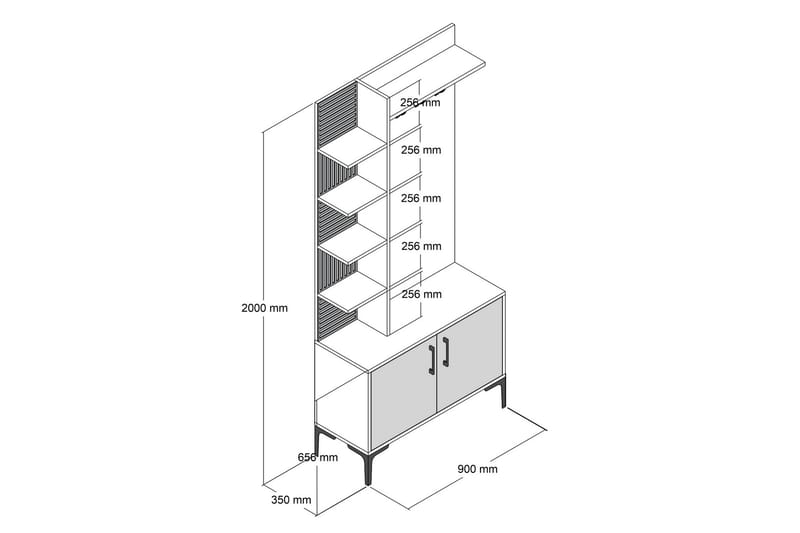 Schmida Hallmöbelset 90 cm - Mörkbrun/Vit - Möbelset för hall & entre - Hallförvaring