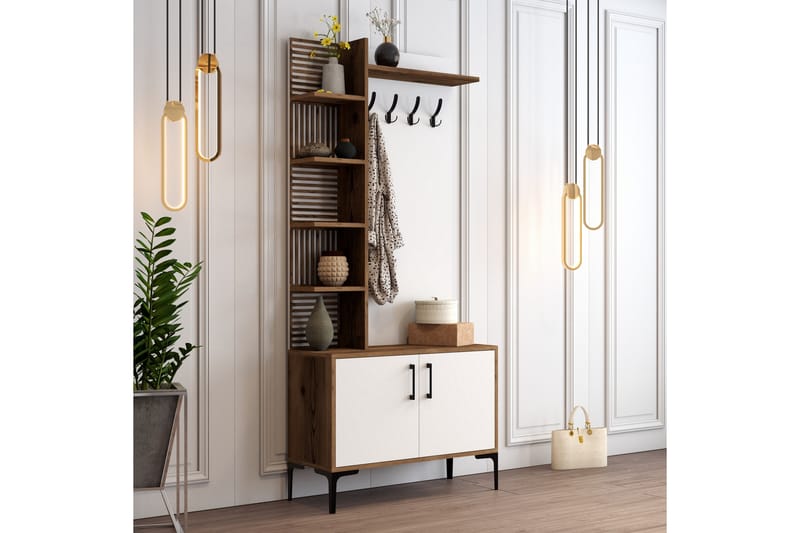 Schmida Hallmöbelset 90 cm - Mörkbrun/Vit - Möbler - Hallmöbler - Möbelset för hall & entre