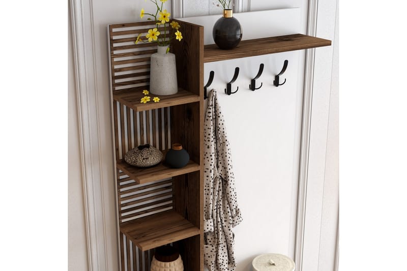 Schmida Hallmöbelset 90 cm - Mörkbrun/Vit - Möbler - Hallmöbler - Möbelset för hall & entre