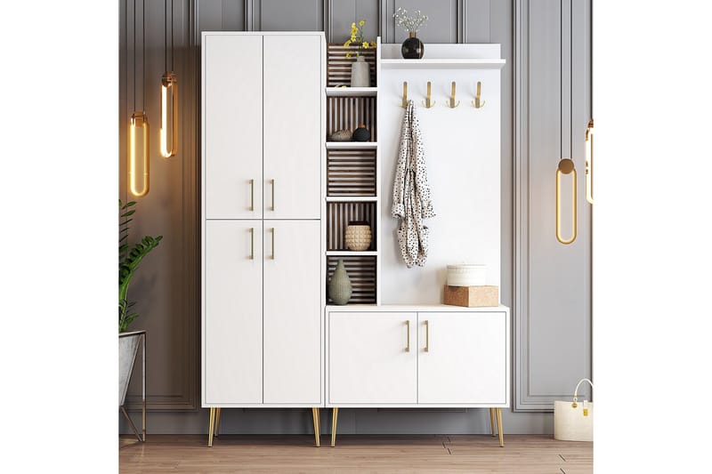 Schmida Hallmöbelset - Guld/Vit - Möbler - Hallmöbler - Möbelset för hall & entre