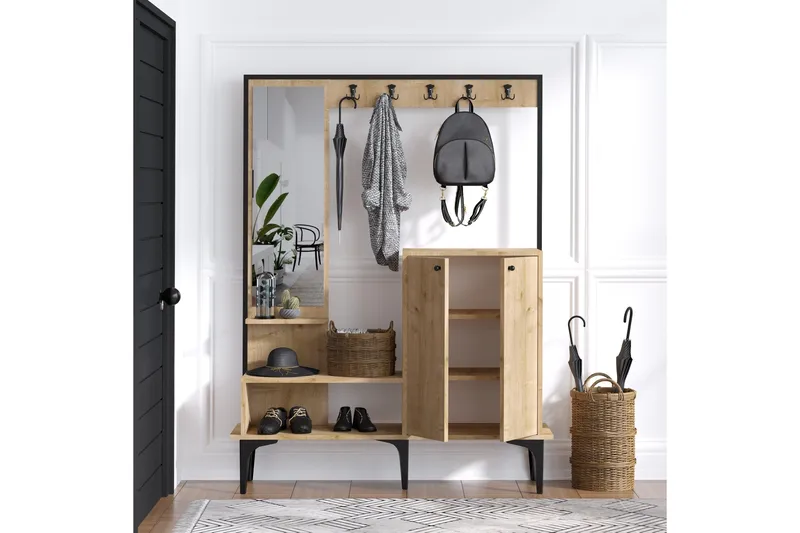 Yogsaes Hallmöbelset 35x114 cm - Natur/Vit - Möbler - Hallmöbler - Möbelset för hall & entre