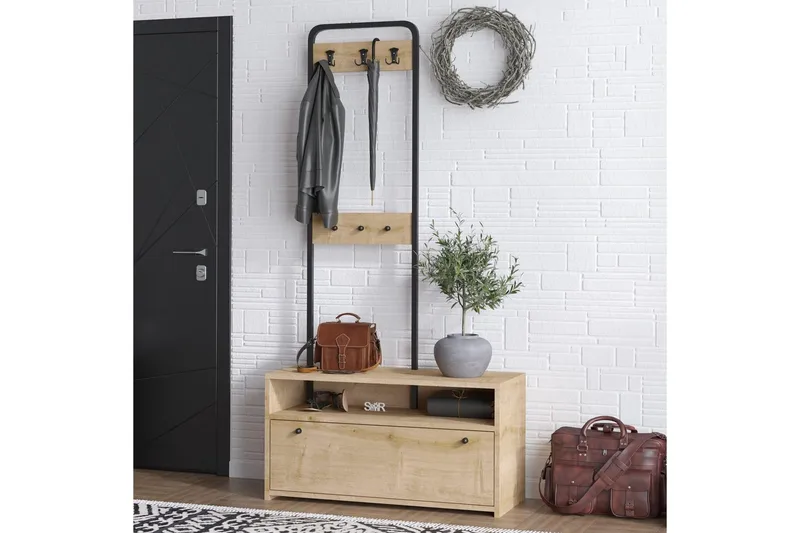 Orlis Hallmöbelset - Valnöt/Svart - Möbler - Hallmöbler - Möbelset för hall & entre