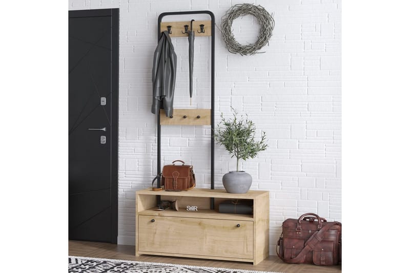 Orlis Hallmöbelset - Valnöt/Svart - Möbler - Hallmöbler - Möbelset för hall & entre