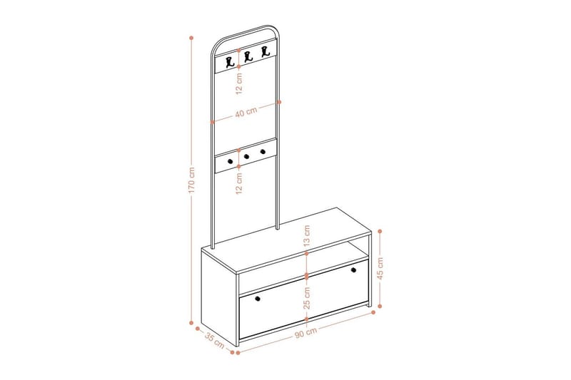 Orlis Hallmöbelset - Valnöt/Svart - Möbler - Hallmöbler - Möbelset för hall & entre