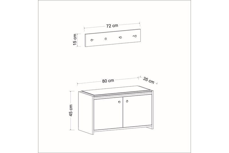 Ostwerwal Hallmöbelset Antracit - Hanah Home - Möbler - Hallmöbler - Möbelset för hall & entre