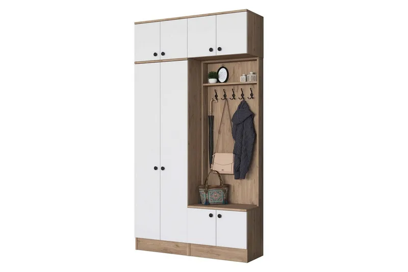 Quorra Hallmöbelset - Valnöt/Vit - Möbler - Hallmöbler - Möbelset för hall & entre