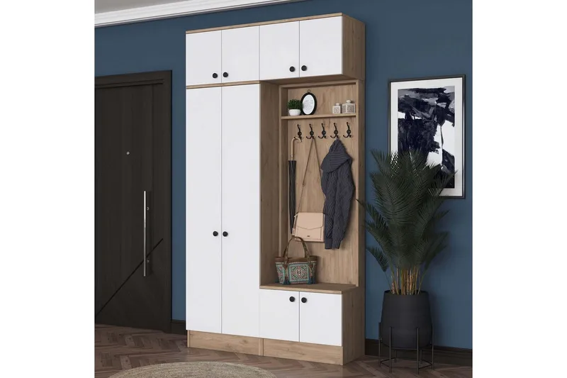 Quorra Hallmöbelset - Valnöt/Vit - Möbler - Hallmöbler - Möbelset för hall & entre