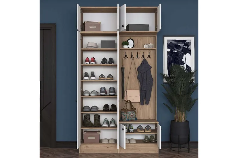 Quorra Hallmöbelset - Valnöt/Vit - Möbler - Hallmöbler - Möbelset för hall & entre