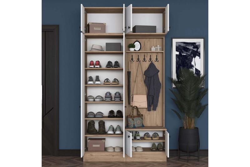 Quorra Hallmöbelset - Valnöt/Vit - Möbler - Hallmöbler - Möbelset för hall & entre