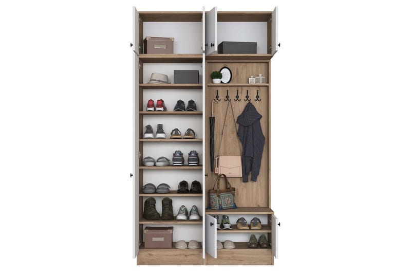 Quorra Hallmöbelset - Valnöt/Vit - Möbler - Hallmöbler - Möbelset för hall & entre