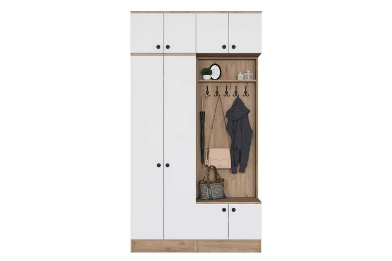 Quorra Hallmöbelset - Valnöt/Vit - Möbler - Hallmöbler - Möbelset för hall & entre