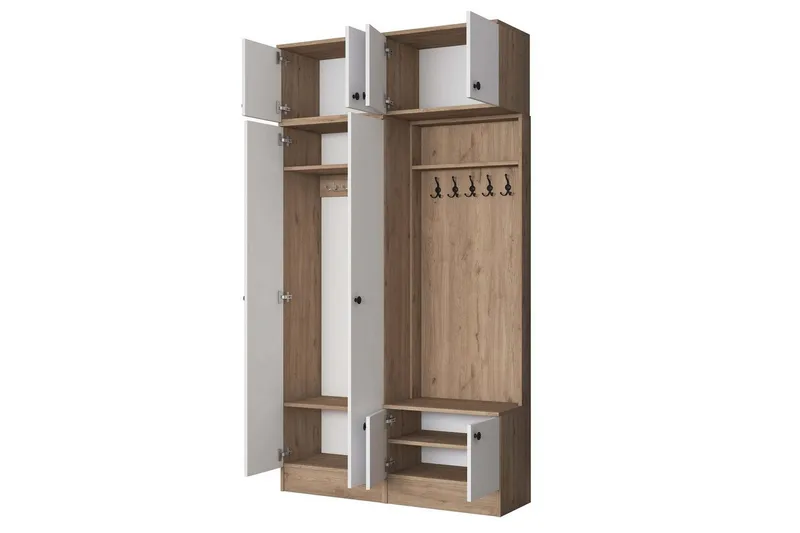 Quorra Hallmöbelset - Valnöt/Vit - Möbler - Hallmöbler - Möbelset för hall & entre