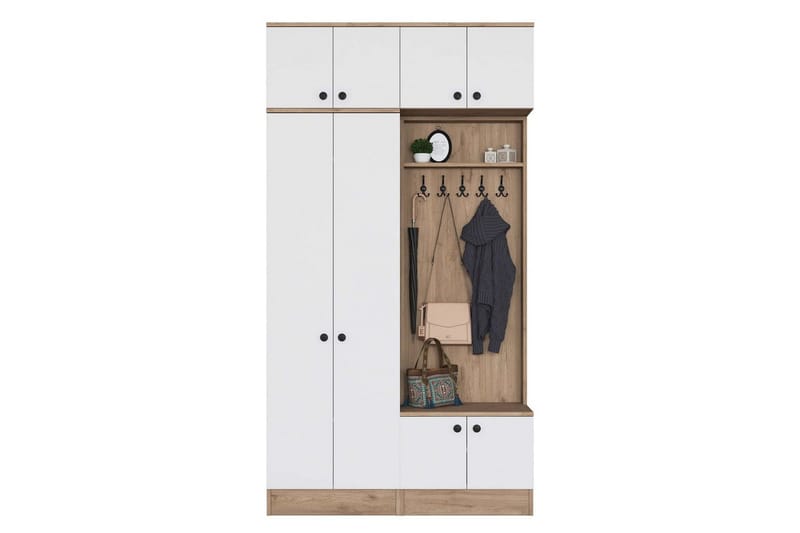 Quorra Hallmöbelset - Valnöt/Vit - Möbler - Hallmöbler - Möbelset för hall & entre