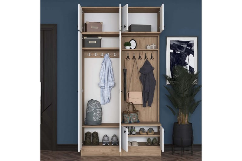Quorra Hallmöbelset - Valnöt/Vit - Möbler - Hallmöbler - Möbelset för hall & entre