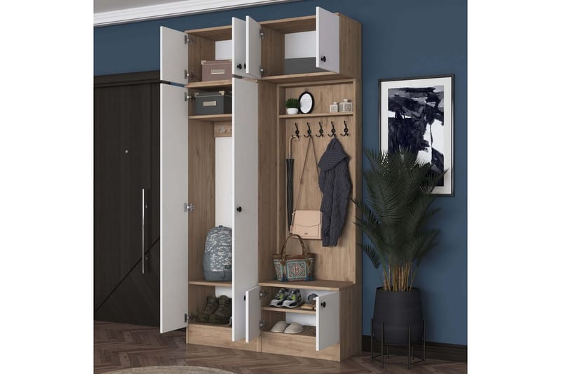 Quorra Hallmöbelset - Valnöt/Vit - Möbler - Hallmöbler - Möbelset för hall & entre