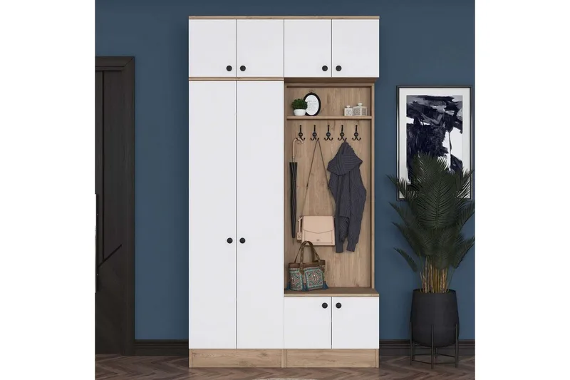 Quorra Hallmöbelset - Valnöt/Vit - Möbler - Hallmöbler - Möbelset för hall & entre