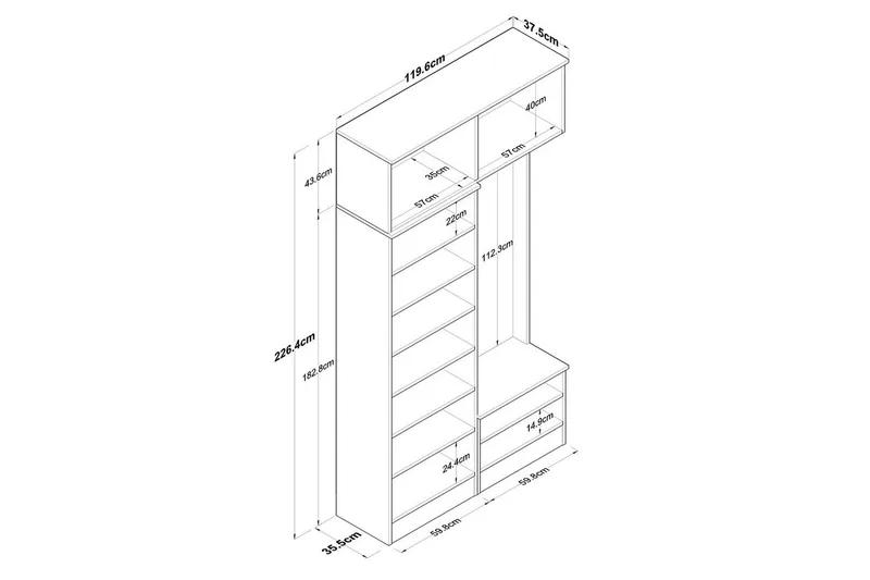 Quorra Hallmöbelset - Vit - Möbler - Hallmöbler - Möbelset för hall & entre