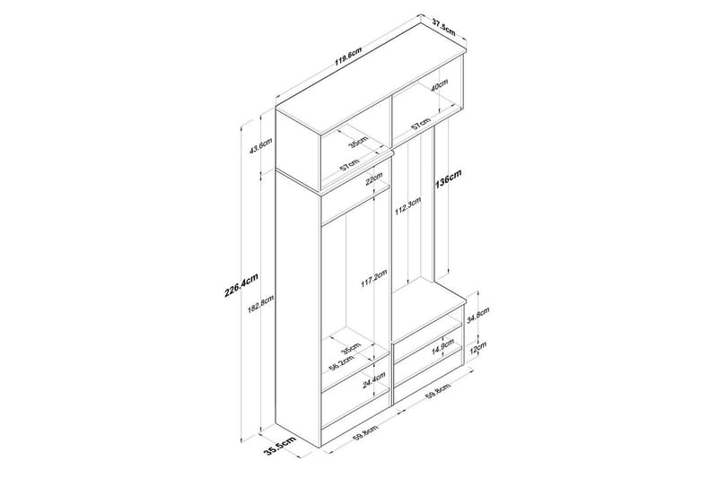 Quorra Hallmöbelset - Vit - Möbler - Hallmöbler - Möbelset för hall & entre