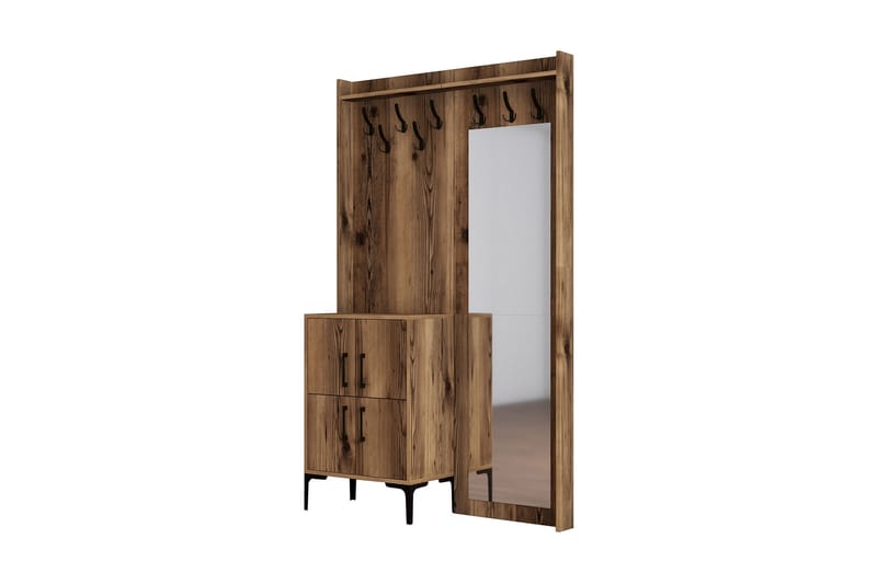 Retzow Hallmöbelset 120 cm - Mörkbrun - Möbelset för hall & entre - Hallförvaring