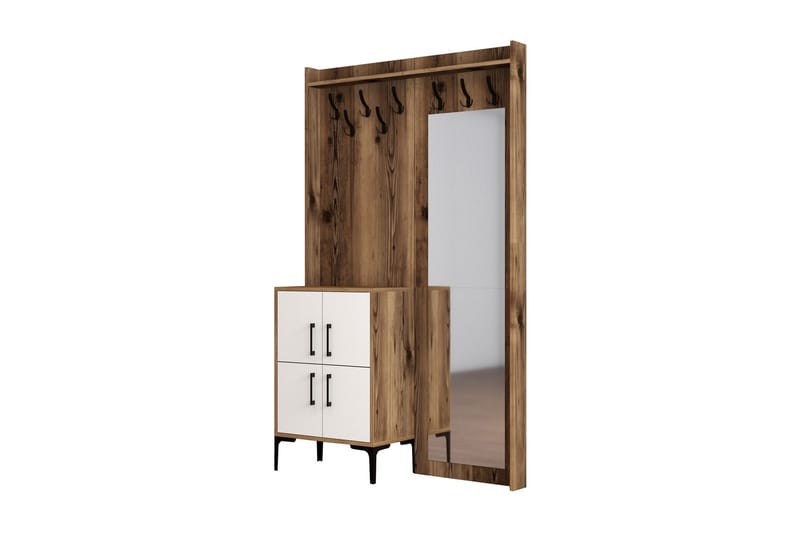 Retzow Hallmöbelset 120 cm - Mörkbrun/Vit - Möbelset för hall & entre - Hallförvaring