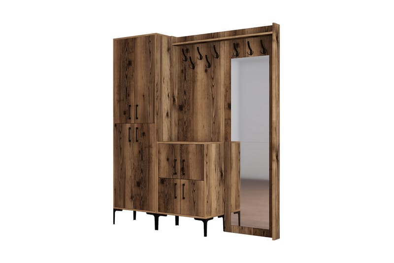 Retzow Hallmöbelset 180 cm - Mörkbrun - Möbelset för hall & entre - Hallförvaring