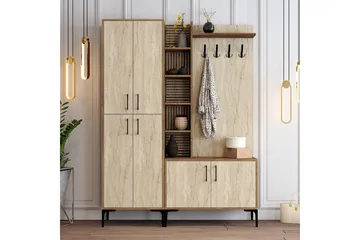 Schmida Hallmöbelset - Valnöt/Beige - Möbler - Hallmöbler - Möbelset för hall & entre