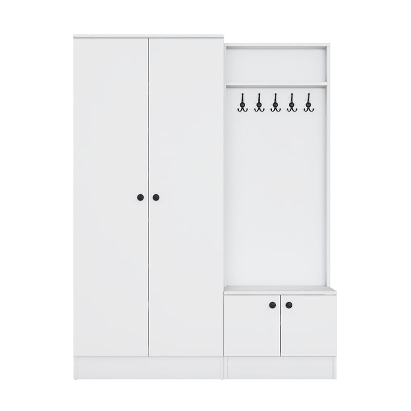 Tavren Hallställ 139,6x182,8x37,5 cm - Vit - Möbler - Hallmöbler - Möbelset för hall & entre