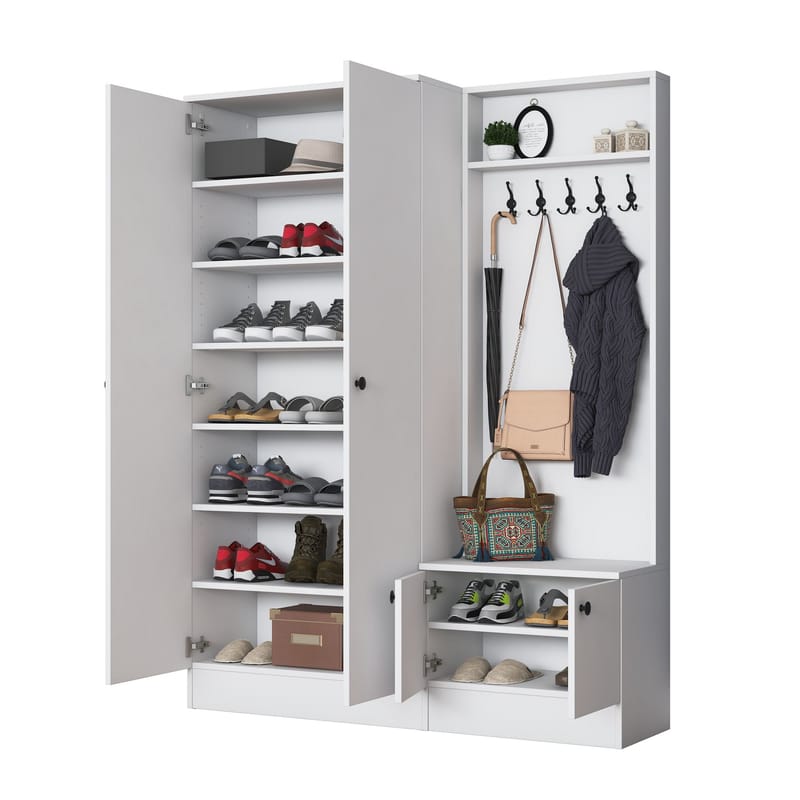 Tavren Hallställ 139,6x182,8x37,5 cm - Vit - Möbler - Hallmöbler - Möbelset för hall & entre