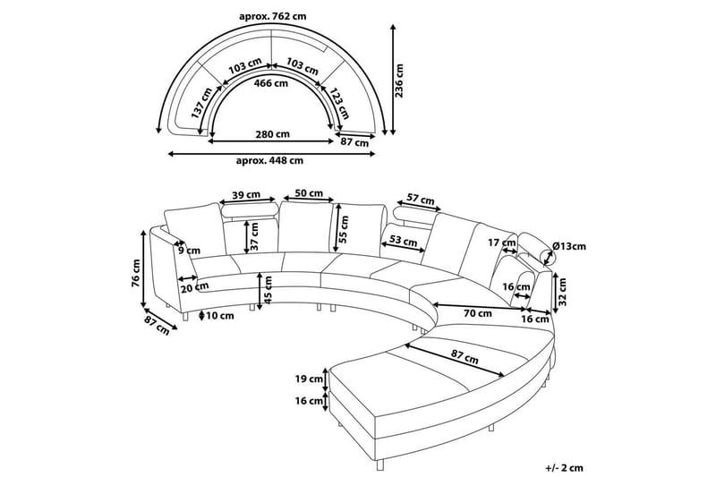 Halvrund soffa Rotunde Beige/Silver - Beige/Silver - Möbler - Soffa