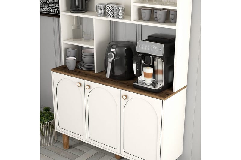 Kaffebarskåp Tre Gräddfärgad / Ek - Gräddfärgad / Ek - Hushåll - Bar & vin - Barmöbler - Bardisk