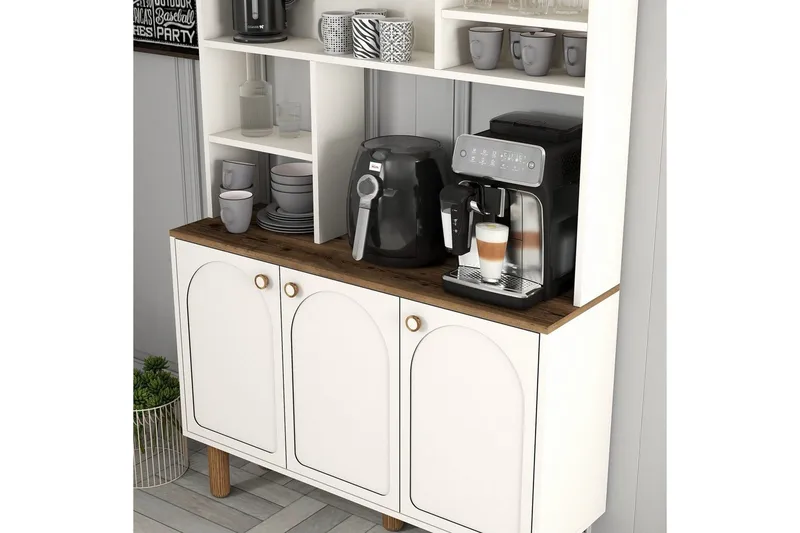 Kaffebarskåp Tre Gräddfärgad / Ek - Gräddfärgad / Ek - Hushåll - Bar & vin - Barmöbler - Bardisk