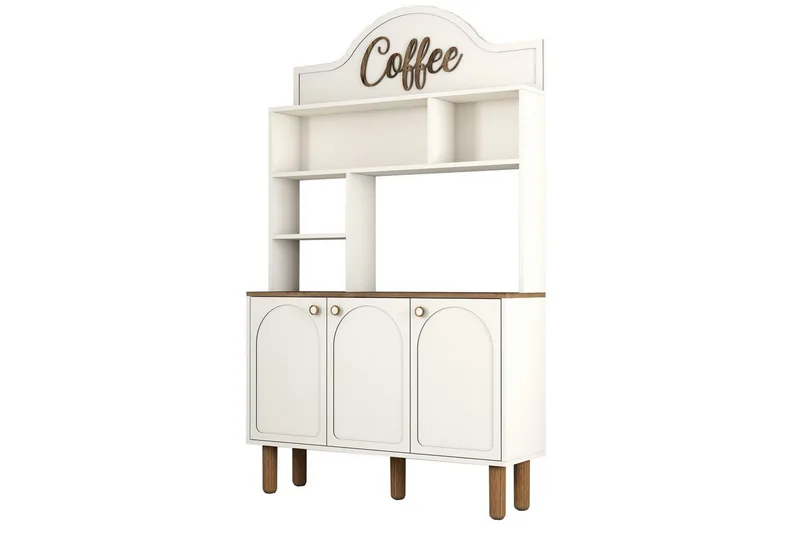 Kaffebarskåp Tre Gräddfärgad / Ek, Gräddfärgad / Ek