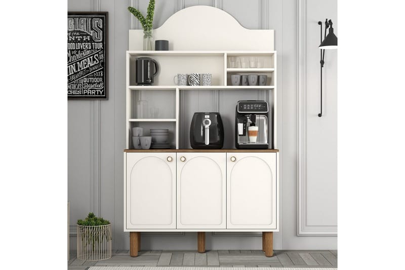 Kaffebarskåp Tre Gräddfärgad / Ek - Gräddfärgad / Ek - Hushåll - Bar & vin - Barmöbler - Bardisk