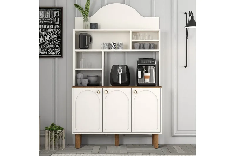 Kaffebarskåp Tre Gräddfärgad / Ek - Gräddfärgad / Ek - Hushåll - Bar & vin - Barmöbler - Bardisk