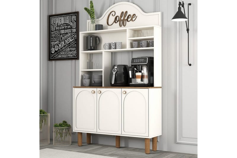 Kaffebarskåp Tre Gräddfärgad / Ek - Gräddfärgad / Ek - Hushåll - Bar & vin - Barmöbler - Bardisk