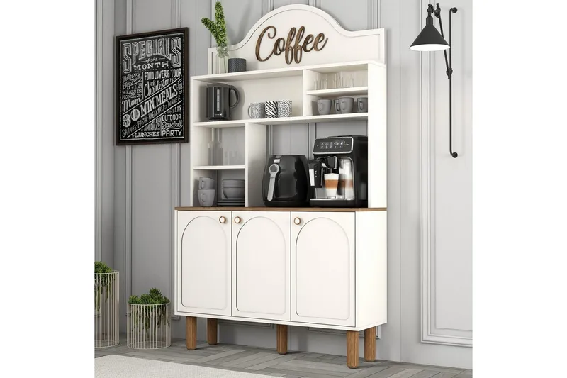 Kaffebarskåp Tre Gräddfärgad / Ek - Gräddfärgad / Ek - Hushåll - Bar & vin - Barmöbler - Bardisk