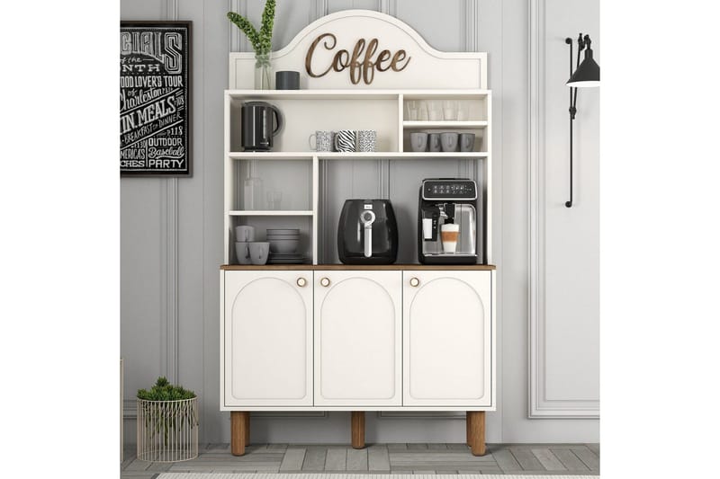 Kaffebarskåp Tre Gräddfärgad / Ek - Gräddfärgad / Ek - Hushåll - Bar & vin - Barmöbler - Bardisk