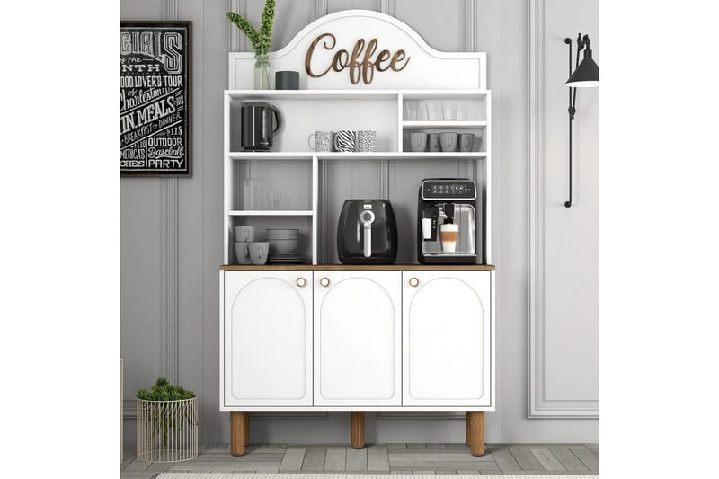 Kaffebarskåp Tre Vit / Ek - Vit / Ek - Möbler - Bord & matgrupper